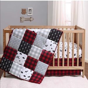 Plaid crib set - 3 pieces